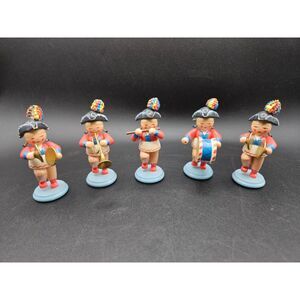 Vintage German Erzgebirgische Volkskunst Miniature Wooden Band Player Figurines